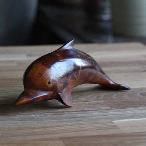 Delfin figur holz braun - delfin,