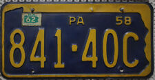 Pennsylvania Nummernschild USA Kennzeichen 1958 1962 Vintage US Oldtimer Schild