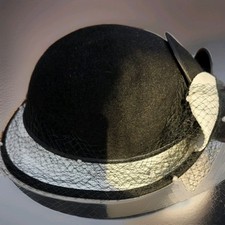 Wiener Modell Damen Hut G52 Vintage 80er Blau Weiß nur zu besonderen Anlass getr