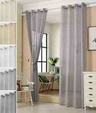 Gardine transparent Leinen Optik Stores Ösen, Kräuselband, Schlaufen Farbe Größe