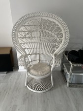 Rattansessel, Pfauenthron-Sessel, weiß, neuwertig, wunderschönes Muster
