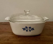 Auflaufform Bräter Pyroflam: Pf-2 blaues Dekor Glasdeckel Top Zustand