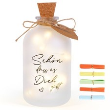 LED Flaschenlicht Wunschflasche mit Spruch Glückslicht Geschenke für Frauen NEU