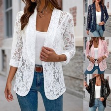Damen Spitze Blazer Jacke