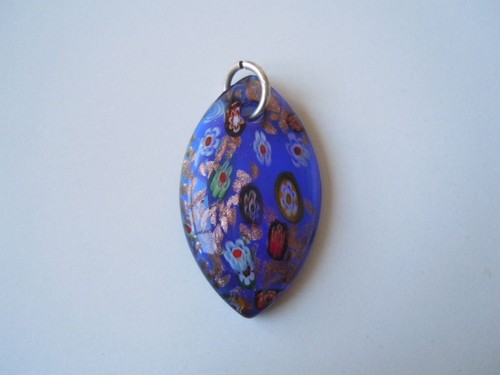 Anhänger glas millefiori blau - millefiori,