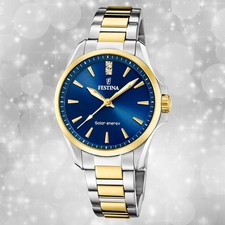 Armbanduhr Edelstahl silber gold Damen Uhr Festina Solar Energy UF20655/4
