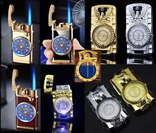 Luxus Feuerzeug Gas mit Uhr & LED-Lampe Design Style Silber Gold Schwarz
