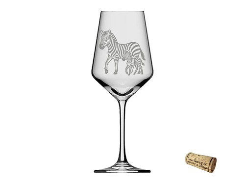 Weinglas gravur zebra mit baby - gravur,