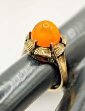 schöner Design Silberring Bernstein 835 er Silber vergoldet Vintage 70er Amber