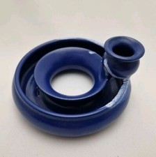 Ikebana Vase Blumenring mit Kerzenständer getöpfert Keramik Blau SIGNIERT 14cm