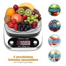 Küchenwaage 10KG/1g Digital LCD Electronic Grammwaage Haushaltswaage Edelstahl
