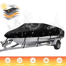 11-22FT Schwarz Bootsabdeckung Bootspersenning Bootsplane Abdeckplane V-Rumpf