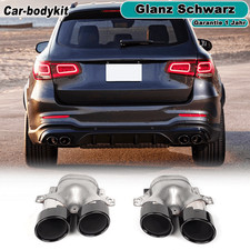Glanz Schwarz Auspuffblende Endrohr Tailpipe Für Benz C253 X253 GLC43AMG 2015-22