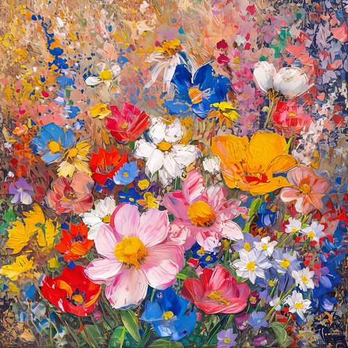 Wandbild blumengemälde - blumengemälde, 2d