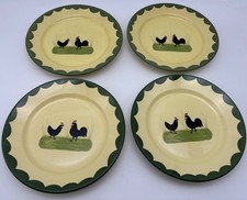Zeller Keramik Hahn & Henne 4 Teller Kuchenteller Handbemalt 2