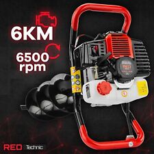 Erdbohrer Erdlochbohrer Pfahlbohrer Benzin 6PS Erdbohrgerät Bohrer SET 3x Bohrer