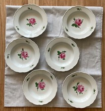 Meissen Porzellan 6 x Suppenteller "Rote Rose" Ø 24 cm 2 Wahl