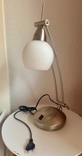 WOFI Tischlampe Edelstahl mit Glaslampenschirm, Nachtschrank, Schreibtisch