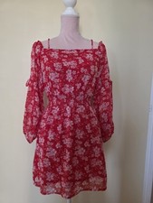 H&M Sommerkleid rot Blumen Gr