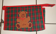 Kulturbeutel mit Bär Reisetaschen Kosmetiktasche Kinder unisex NEU kariert 20x15