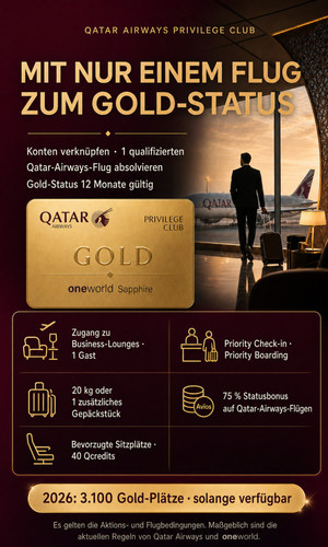 Mit nur einem flug - einem, qatar