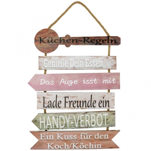 Deko holzschild küchenregeln - deko,