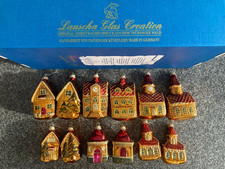 Lauscha Glas Creation 12 Stück Christbaum Weihnachtsbaum Schmuck Häuser Handarbe