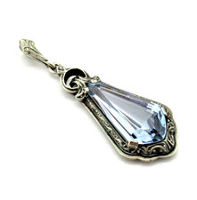 ORIGINAL ART DECO Anhänger 835 Silber Blautopas Spinell antik Jugendstil edel