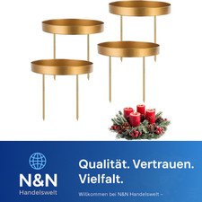 4x Kerzenhalter Gold 8,5cm Metall für Adventskranz Stumpenkerzen Weihnachtsdeko