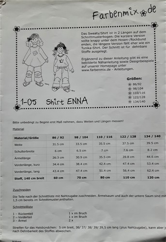 Schnittmuster sweatshirt enna - schnittmuster,