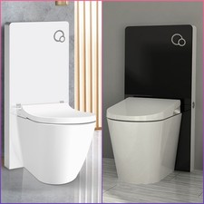 Sanitärmodul für Stand WC Weiß / Schwarz glas + Betätigungsplatte Toilette