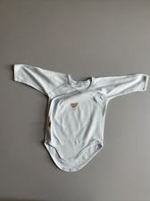 STEIFF BODY STRAMPLER ANZUG HELLBLAU STEIFF BÄR MOTIV GR.68 • 6 MONATE LANGARM