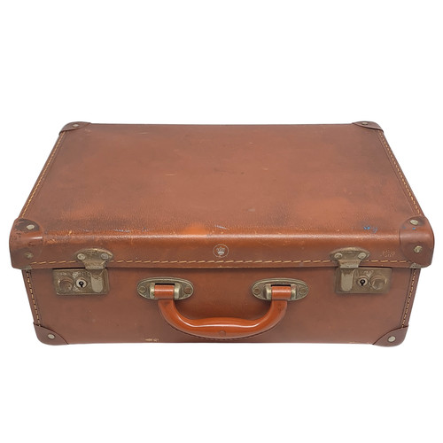 Vintage braun lederkoffer - vintage,