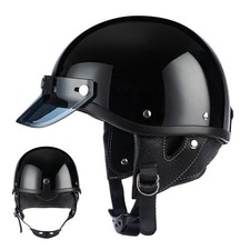 Retro Motorradhelm Rollerhelm Oldtimerhelm Halbschale Helmet mit Sonnenblende