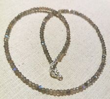 Labradorit Kette, 925er Silber Schloss - 48 Karat - 50 cm - Braun - facettiert