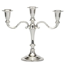 Kerzenleuchter 3 armig Kerzenständer 21.5 cm versilbert Kerzenhalter Stabkerzen