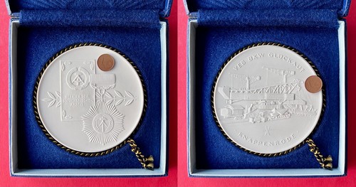 Ddr porzellan medaille bergbau - porzellan,