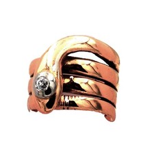 Antiker Schlangenring 14 K Gold Ring mit 0,15 ct Diamanten um 1900