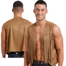 Herren 70er Jahre Hippie Kostüm Stilvoll Oberteile Karneval Weste Vintage Lose