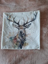 2 süße Kissenhüllen mit Hirschmotiv 2 Kissenbezüge weiß