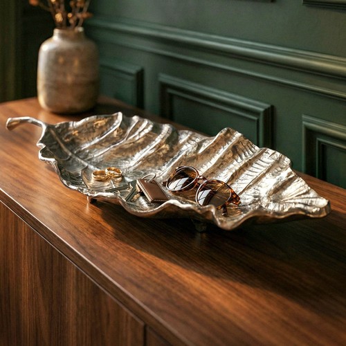 Dekoschale blatt aluminium - dekoschale,