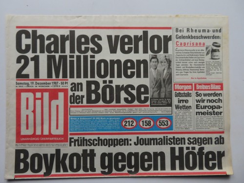 Bild zeitung vom 1987 - zeitung,