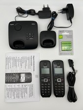 Gigaset AS320A Duo Schwarz Schnurlostelefon DECT Anrufbeantworter 4x neue Akkus 