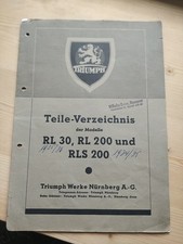 9.9 Triumph Noris RLS 200 RL 30 1933 - 1936 Ersatzteilliste Spares Parts List
