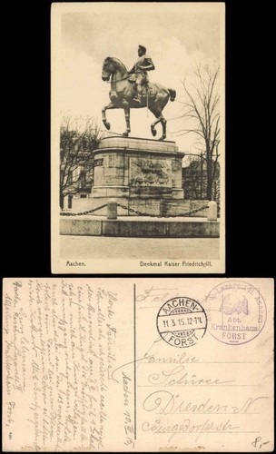 Ansichtskarte aachen denkmal - ansichtskarte,