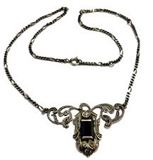 Silbercollier Onyx schwarz +