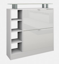 Schuhschrank Glasablage Weiß Hochglanz moderne Farben Schuhkipper Regal DOLLY