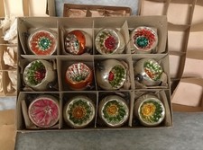 11 Weihnachtskugeln antiker Christbaumschmuck Glaskugeln bunt Reflex 25/109