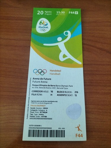 Used ticket 2016 rio - 20.08,