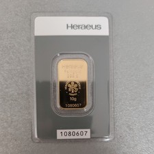Heraeus 10 Gramm Goldbarren - Heraeus - 999,9 Gold - Blisterkarte Neuware  NEW